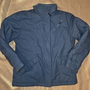 LL Bean Blue Coat Girls Sz 14/16 Zip Parka Ski Jacket Thinsulate Winter